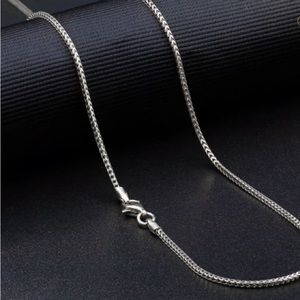 Unisex 925 Sterling Silver Square Foxtail Chain 24"